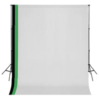 vidaXL Kit estúdio fotografia 3 fundos algodão, moldura ajustável 3x5m
