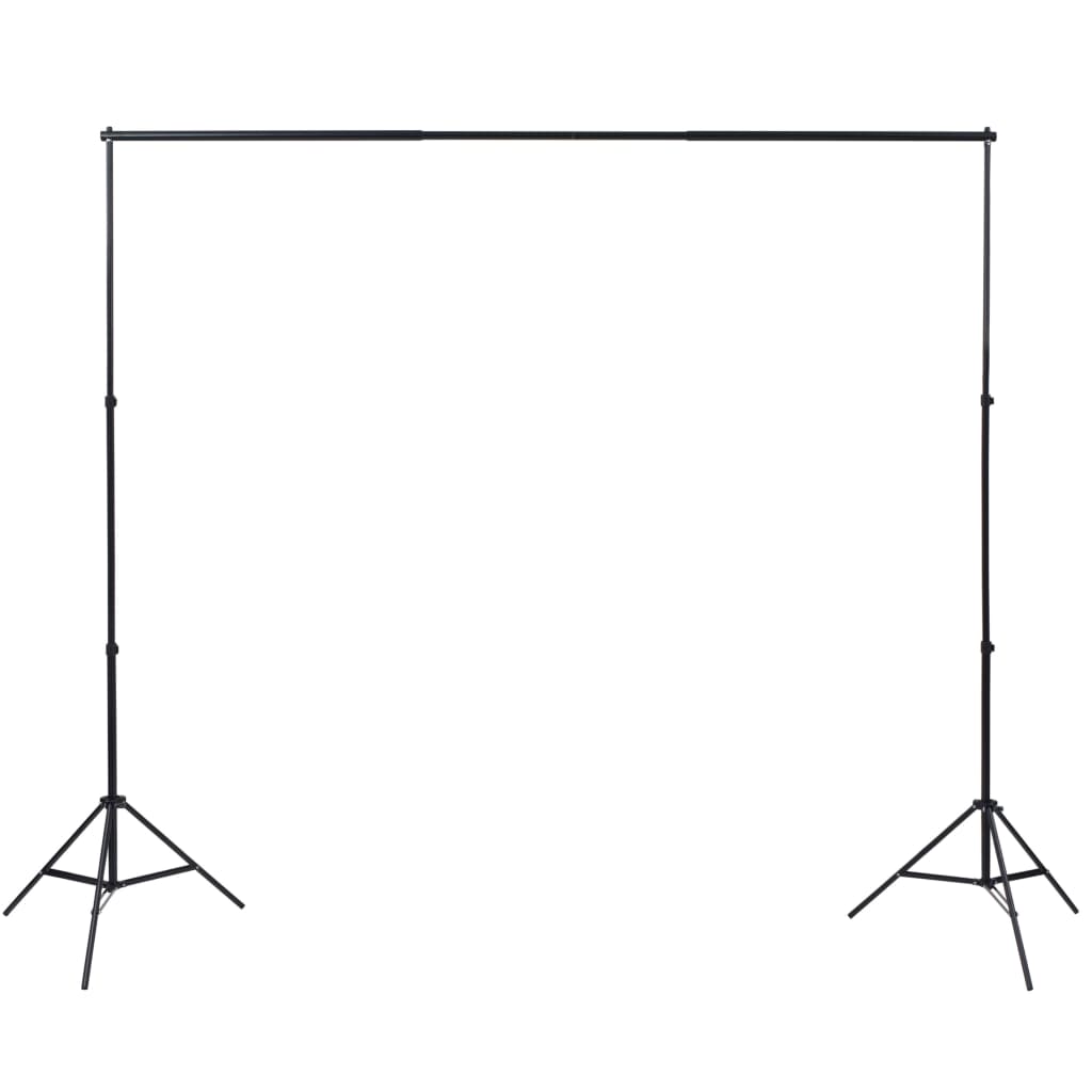 vidaXL Kit estúdio fotografia 3 fundos algodão, moldura ajustável 3x5m