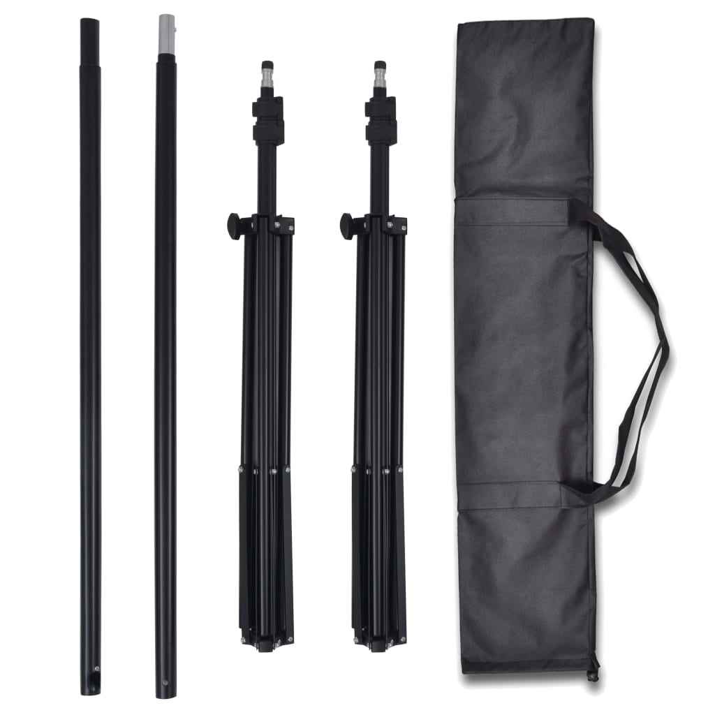vidaXL Kit estúdio fotografia 3 fundos algodão, moldura ajustável 3x5m