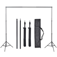 vidaXL Kit estúdio fotografia 3 fundos algodão, moldura ajustável 3x5m