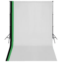vidaXL Kit estúdio fotografia 3 fundos algodão, moldura ajustável 3x5m
