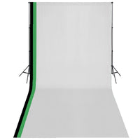 vidaXL Kit estúdio fotografia 3 fundos algodão, moldura ajustável 3x5m