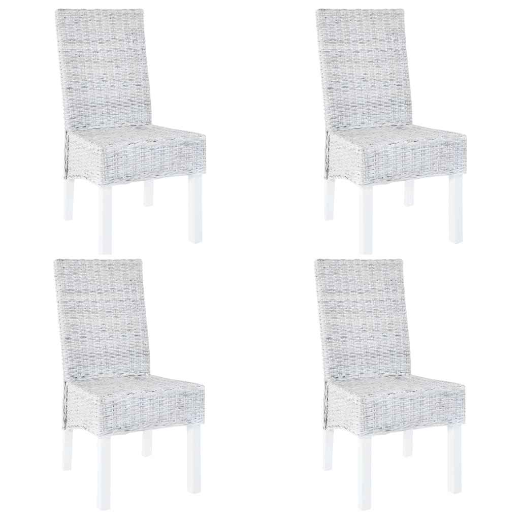 vidaXL Cadeiras de jantar 2 pcs vime Kubu + madeira mogno castanho