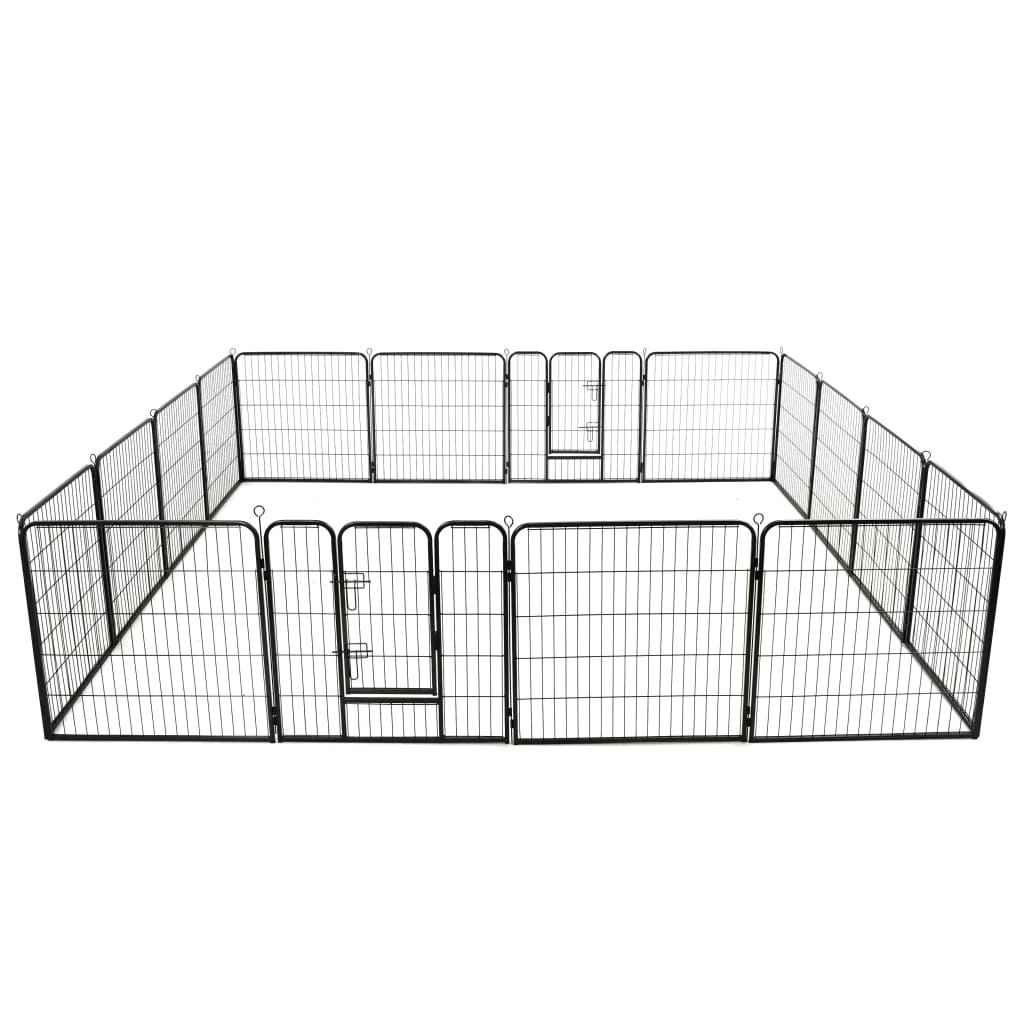 vidaXL Parque para cães 8 painéis aço 80x80 cm preto