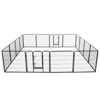 vidaXL Parque para cães 8 painéis aço 80x80 cm preto