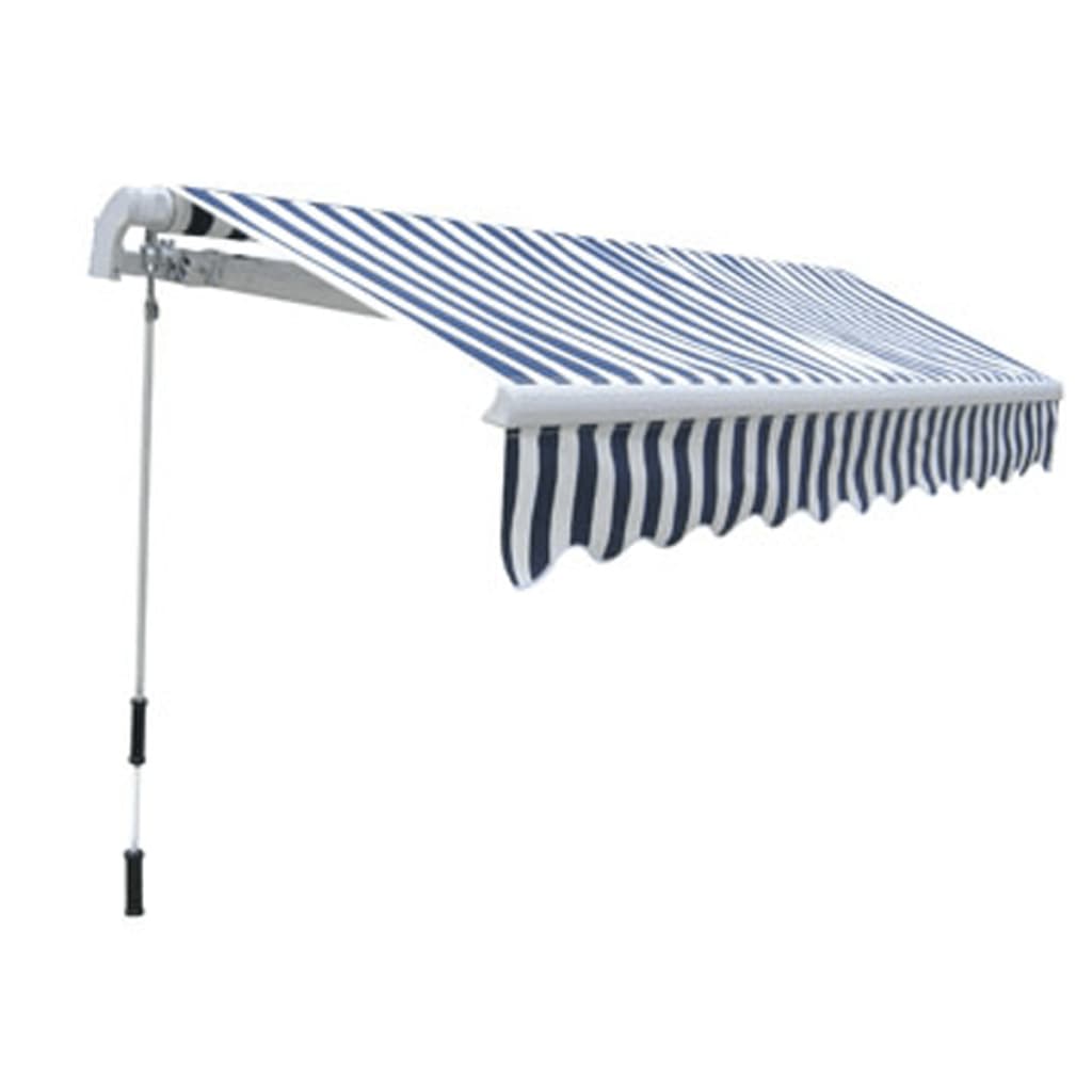 vidaXL Toldo dobrável manual 300 cm azul/branco