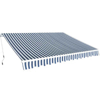 vidaXL Toldo dobrável manual 350 cm azul/branco