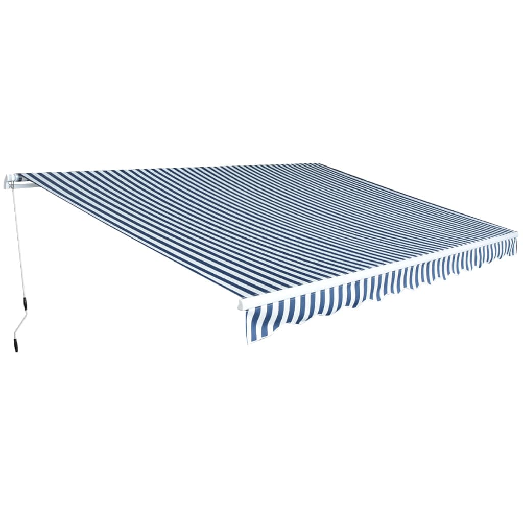 vidaXL Toldo dobrável manual 350 cm azul/branco