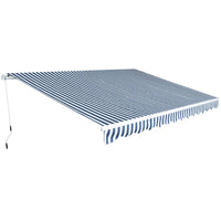 vidaXL Toldo dobrável manual 350 cm azul/branco