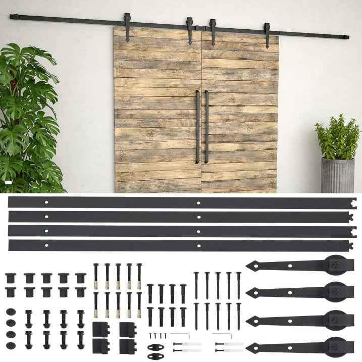 vidaXL Kit de ferragens para porta deslizante 183 cm aço preto