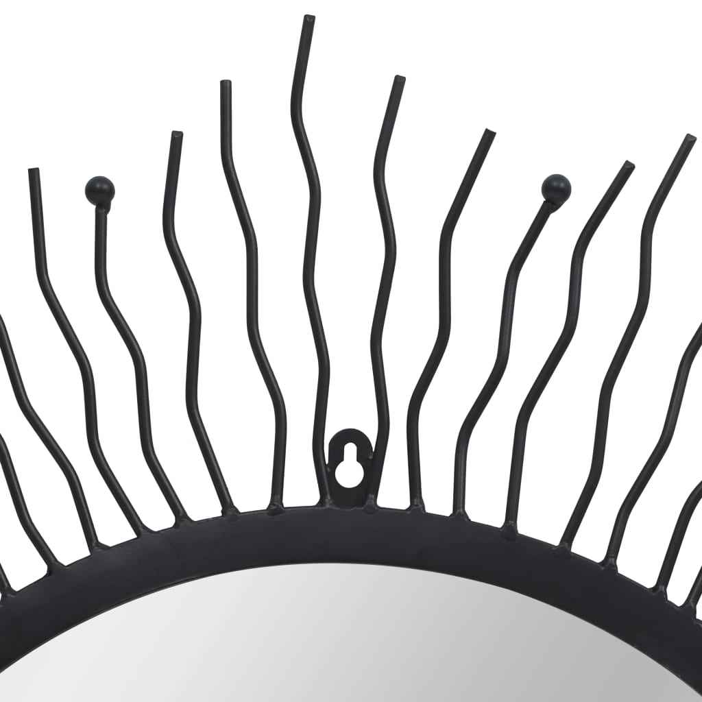 vidaXL Espelho de parede para jardim raios de sol 80 cm preto