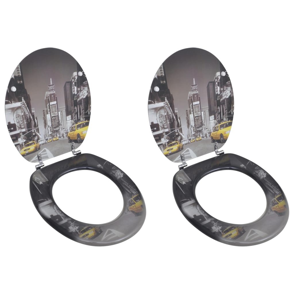 vidaXL Assento de sanita com tampa design simples MDF branco