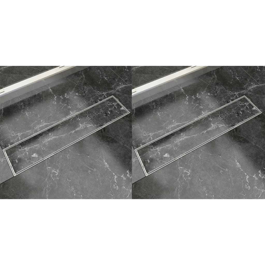 VidaXL Dreno de chuveiro linear 2 pcs 530x140 mm aço inoxidável