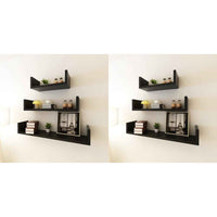 Conjunto 3 prateleiras de parede em forma de U MDF preto