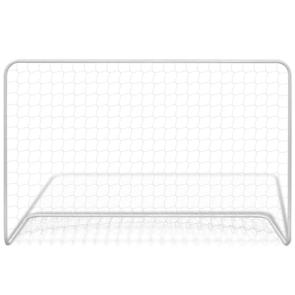 vidaXL Balizas de futebol com redes 2 pcs aço 182x61x122 cm aço branco