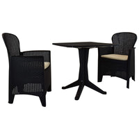 vidaXL Conjunto bistrô 3 pcs plástico vime antracite