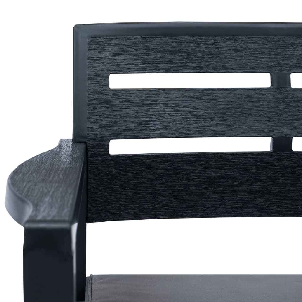 vidaXL 4 pcs conjunto lounge para exterior plástico antracite