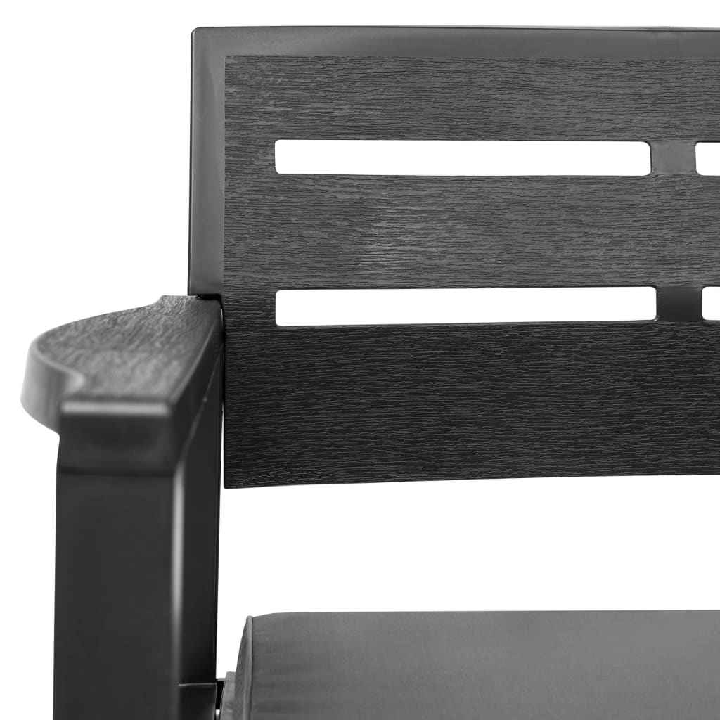 vidaXL 4 pcs conjunto lounge para exterior plástico antracite