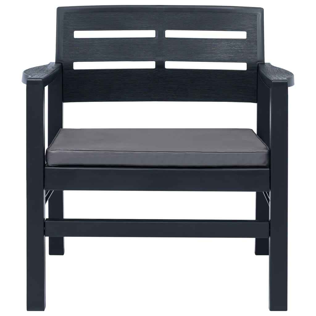 vidaXL 4 pcs conjunto lounge para exterior plástico antracite