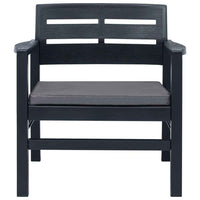 vidaXL 4 pcs conjunto lounge para exterior plástico antracite