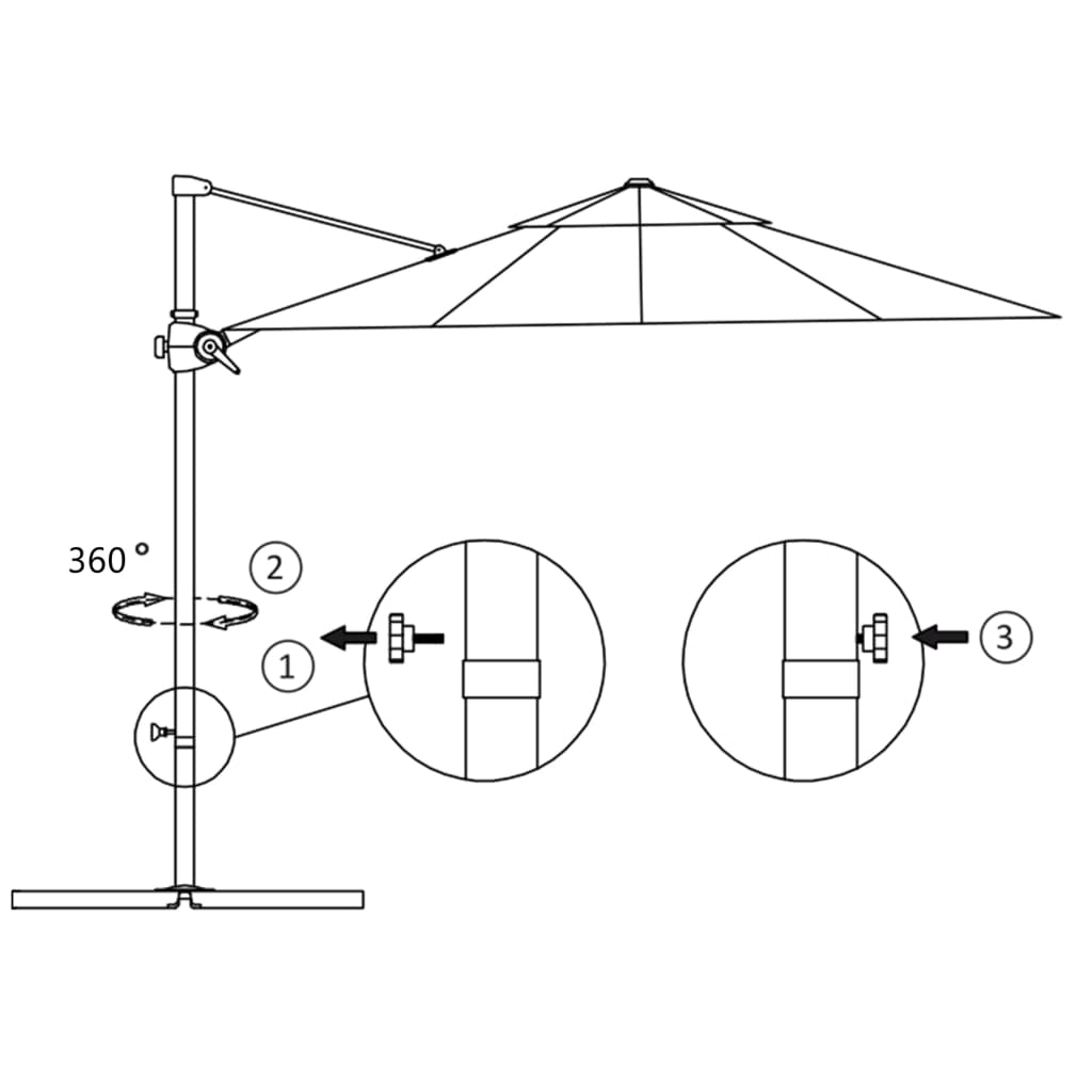 vidaXL Guarda-sol de jardim com base portátil cinzento-acastanhado