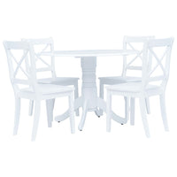 vidaXL 5 pcs conjunto de jantar madeira seringueira maciça branco