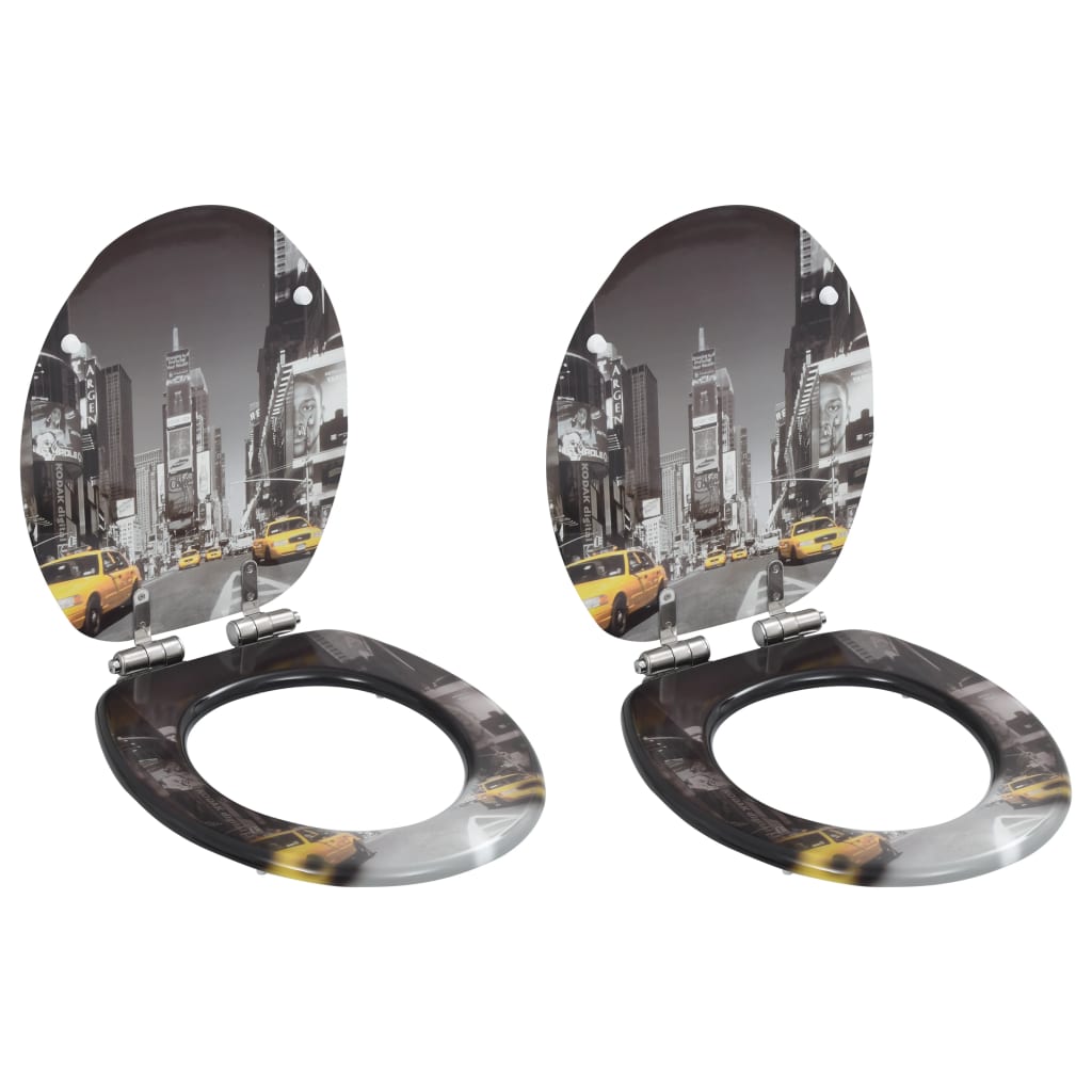 vidaXL Assento de sanita com tampa design simples MDF branco