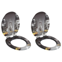 vidaXL Assento de sanita com tampa design simples MDF branco