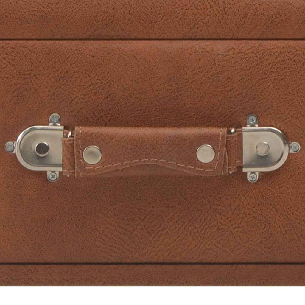 vidaXL Banco com gavetas 80 cm couro artificial castanho