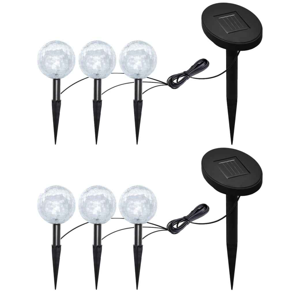 vidaXL Candeeiros de jardim 6 pcs LED com estacas e painéis solares