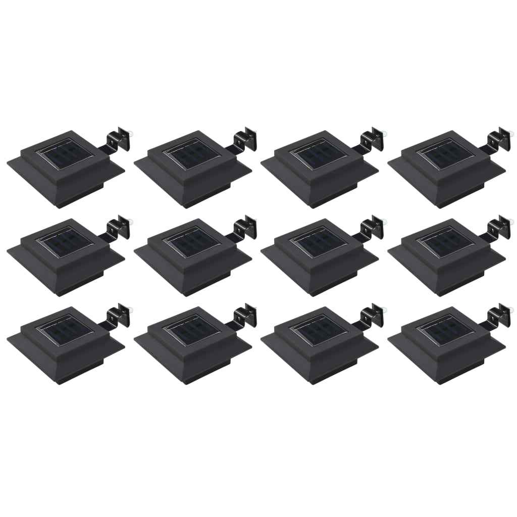 vidaXL Candeeiro de exterior solar LED 12 pcs preto quadrado 12 cm
