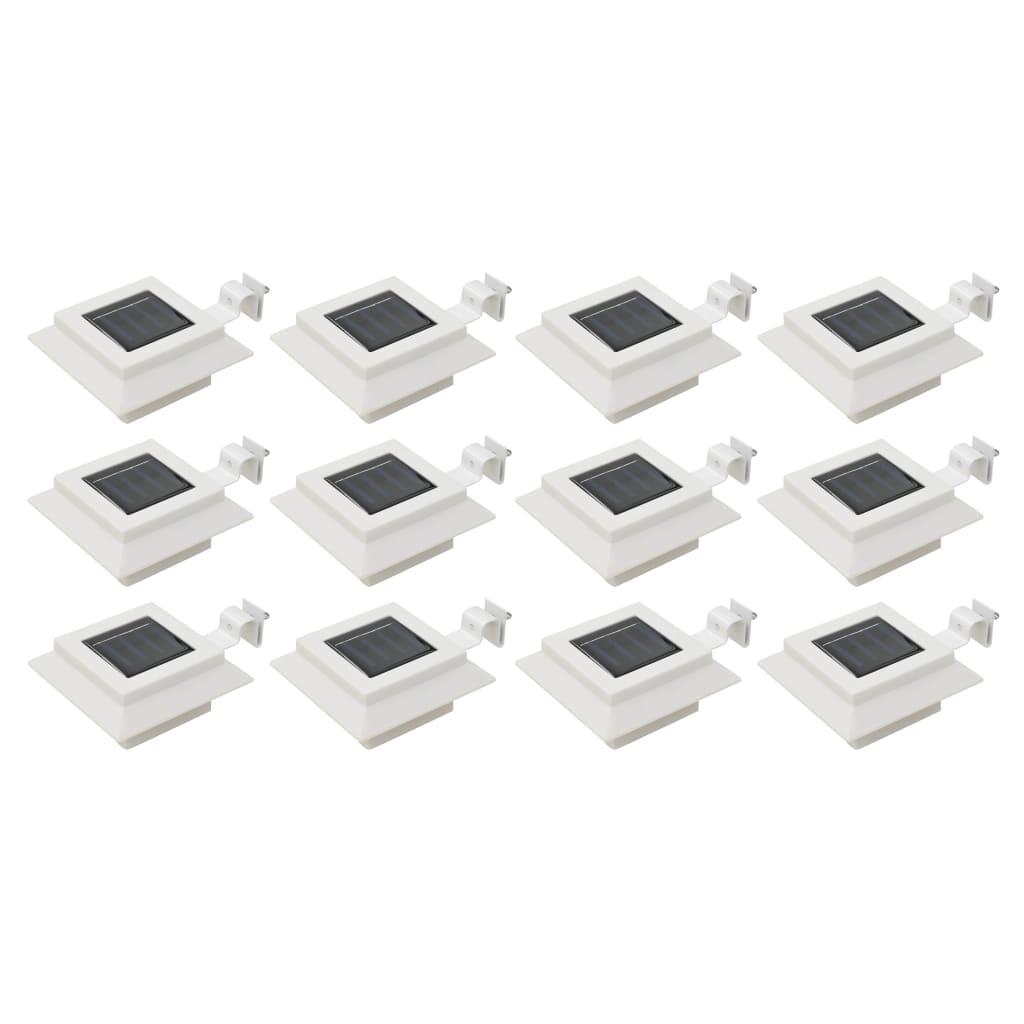 vidaXL Candeeiro de exterior solar LED 12 pcs preto quadrado 12 cm