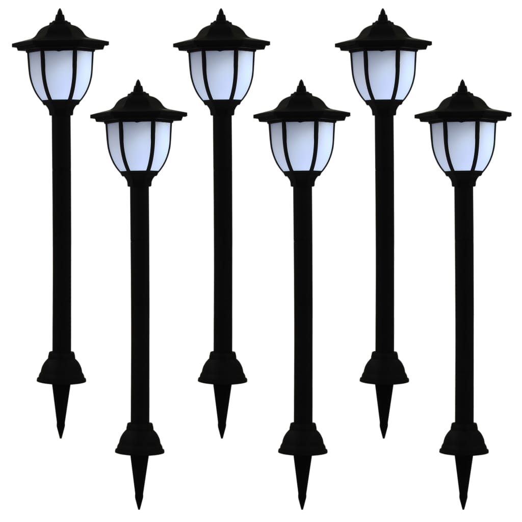 vidaXL Candeeiro solar LED de exterior 6 pcs preto