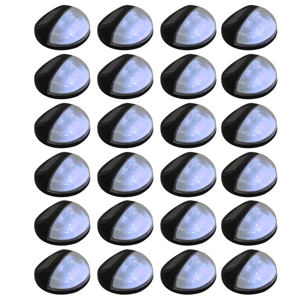vidaXL Candeeiro de parede solar LED de exterior 24 pcs preto redondo