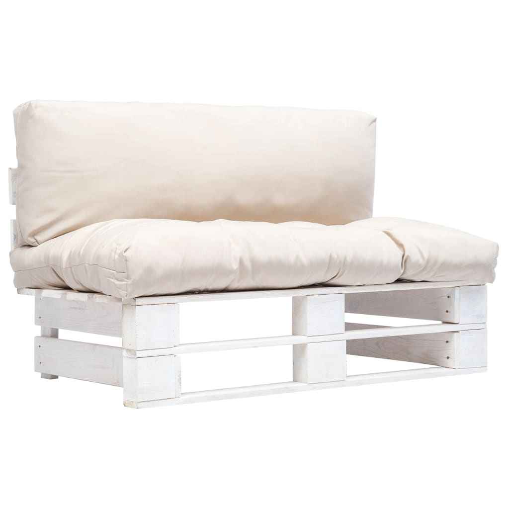 vidaXL Sofá de paletes p/ jardim c/ almofadões cor areia madeira pinho