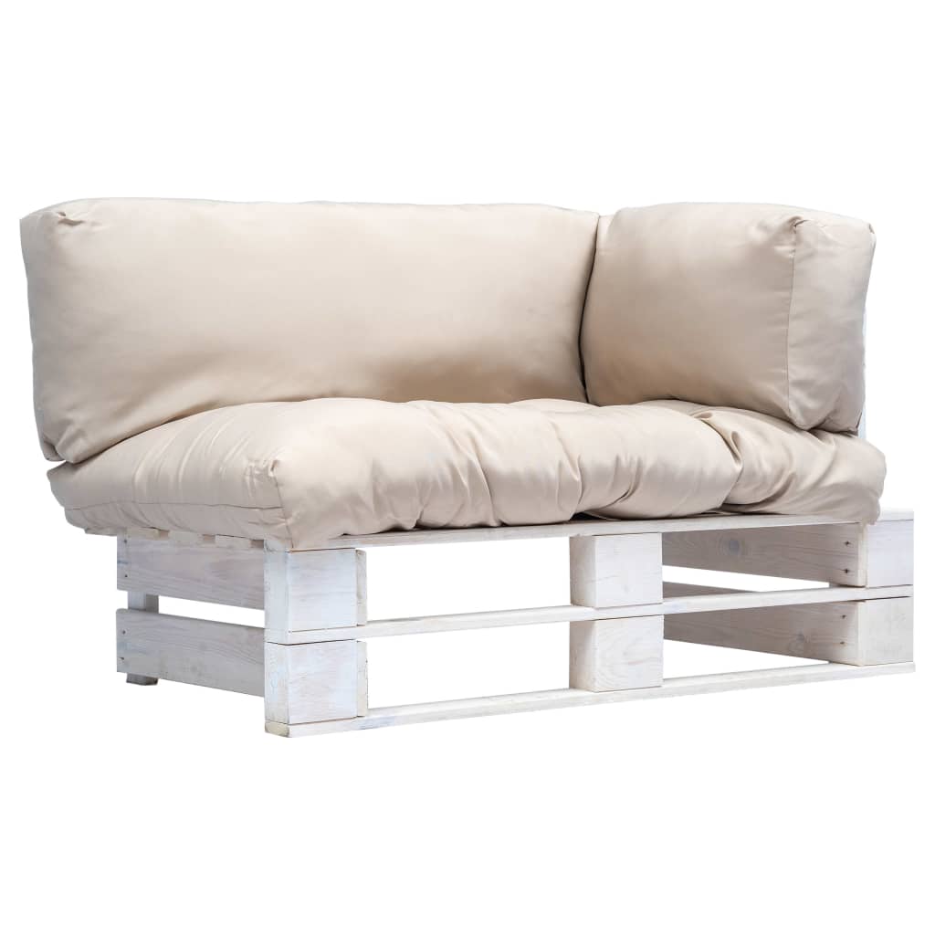 vidaXL Sofá de paletes p/ jardim c/ almofadões cor areia madeira pinho