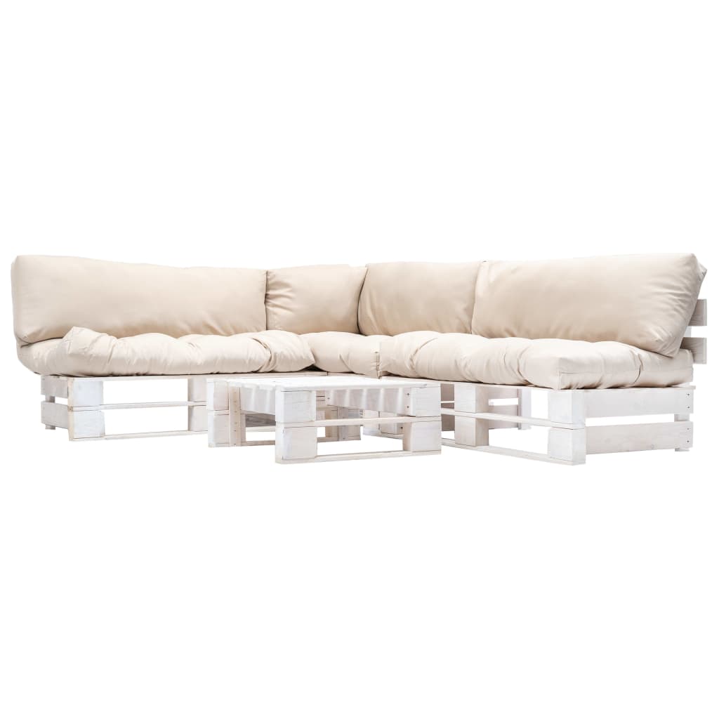 vidaXL Conj. lounge de paletes 4 pcs com almofadões cinzentos madeira