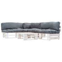 vidaXL Conj. lounge de paletes 4 pcs com almofadões cinzentos madeira