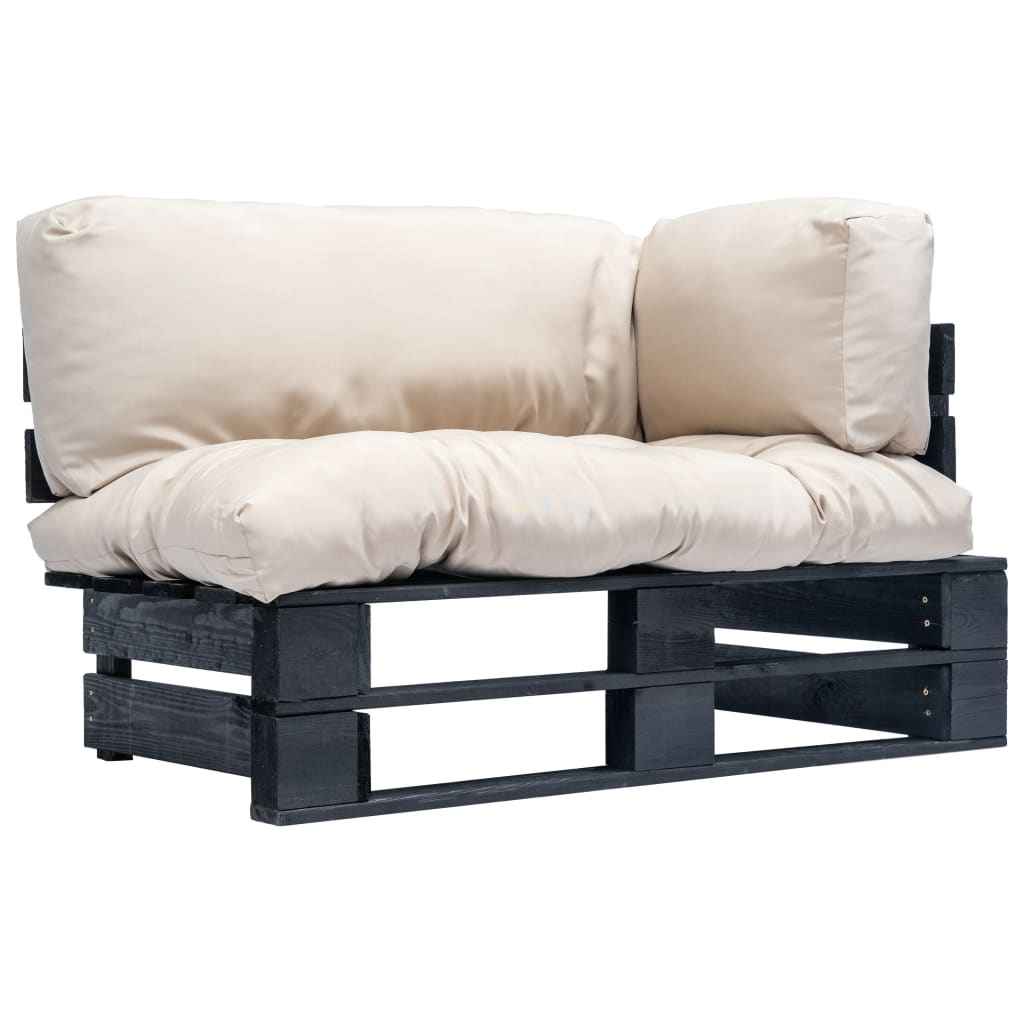 vidaXL Sofá de paletes para jardim com almofadões cinzentos pinho