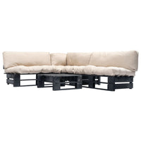 vidaXL Conj. lounge de paletes 4 pcs com almofadões cinzentos madeira