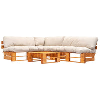 vidaXL Conj. lounge de paletes 4 pcs com almofadões cinzentos madeira