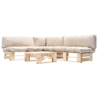 vidaXL Conj. lounge de paletes 4 pcs com almofadões cinzentos madeira