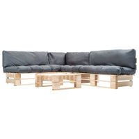 vidaXL Conj. lounge de paletes 4 pcs com almofadões cinzentos madeira