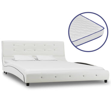 vidaXL Cama + colchão espuma memória 90x200 cm couro artificial branco