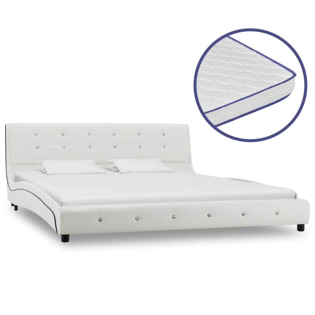 vidaXL Cama + colchão espuma memória 90x200 cm couro artificial branco