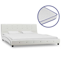 vidaXL Cama + colchão espuma memória 90x200 cm couro artificial branco