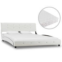 vidaXL Cama com colchão 90x200 cm couro artificial branco