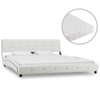 vidaXL Cama com colchão 90x200 cm couro artificial branco