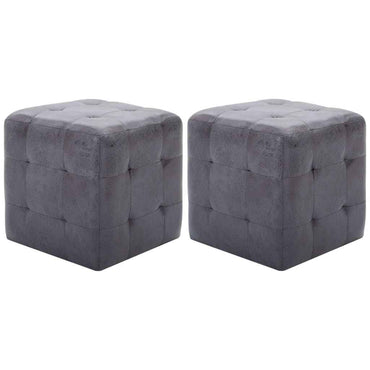 vidaXL Pufe 2 pcs 30x30x30 cm camurça castanho