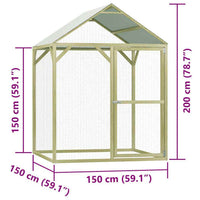 vidaXL Galinheiro 1,5x1,5x2 m madeira de pinho impregnada
